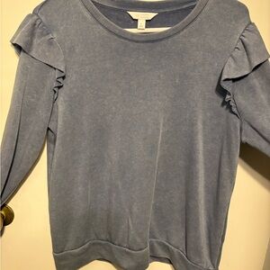 LC Lauren Conrad Dusty Blue Ruffle Sweatshirt